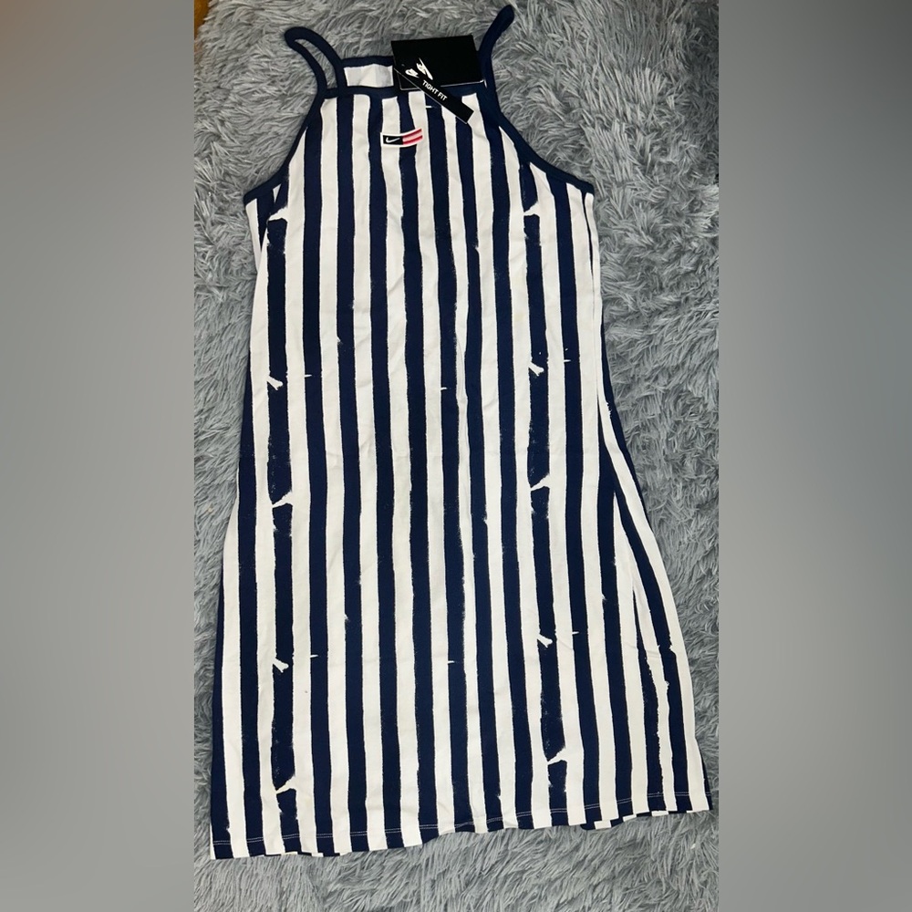 Nike Navy and White Striped Dress